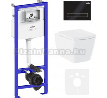 Комплект Lavinia Boho Унитаз подвесной Aveo Rimless 3306101R + Крышка-сиденье Aveo 33290600 с микролифтом + Инсталляция RelFix 38010010 + Кнопка RelFix 38050801 матовая черная, золотой глянец