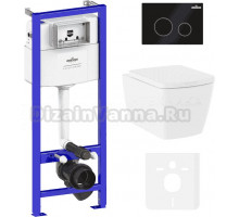 Комплект Lavinia Boho Унитаз подвесной Aveo Rimless 3306101R + Крышка-сиденье Aveo 33290600 с микролифтом + Инсталляция RelFix 38010010 + Кнопка RelFix 38050803 матовая черная, золотой глянец