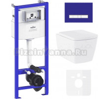 Комплект Lavinia Boho Унитаз подвесной Aveo Rimless 3306101R + Крышка-сиденье Aveo 33290600 с микролифтом + Инсталляция RelFix 38010010 + Кнопка RelFix 3805005V фиолетовая, хром