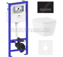 Комплект Lavinia Boho Унитаз подвесной Aveo Rimless 3306101R + Крышка-сиденье Aveo 33290600 с микролифтом + Инсталляция RelFix 38010010 + Кнопка RelFix 38050702 глянцевая черная, темное дерево