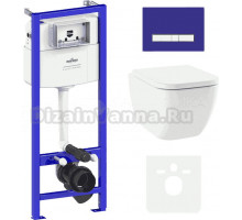 Комплект Унитаз подвесной безободковый One Rimless 3302103R + Быстросъемное сиденье микролифт 33290200 + Система инсталляции для унитазов Relfix 38010010 + Кнопка смыва Relfix 3805005V фиолетовая
