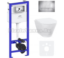 Комплект Lavinia Boho Унитаз подвесной Elegant Rimless 3308101R + Крышка-сиденье Elegant 33290700 с микролифтом + Инсталляция RelFix 38010010 + Кнопка RelFix 3805001C хром