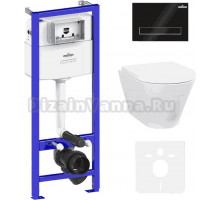 Комплект Lavinia Boho Унитаз подвесной Elegant Rimless 3308101R + Крышка-сиденье Elegant 33290700 с микролифтом + Инсталляция RelFix 38010010 + Кнопка RelFix 380501MB матовая черная, хром