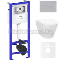 Комплект Lavinia Boho Унитаз подвесной Elegant Rimless 3308101R + Крышка-сиденье Elegant 33290700 с микролифтом + Инсталляция RelFix 38010010 + Кнопка RelFix 380502MC матовый хром