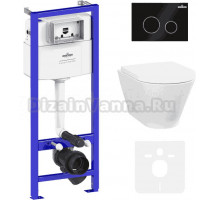 Комплект Lavinia Boho Унитаз подвесной Elegant Rimless 3308101R + Крышка-сиденье Elegant 33290700 с микролифтом + Инсталляция RelFix 38010010 + Кнопка RelFix 380502MB матовая черная, хром