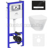 Комплект Lavinia Boho Унитаз подвесной Elegant Rimless 3308101R + Крышка-сиденье Elegant 33290700 с микролифтом + Инсталляция RelFix 38010010 + Кнопка RelFix 38050601 матовая черная, белая