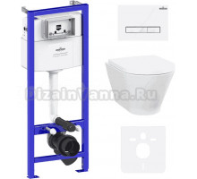 Комплект Lavinia Boho Унитаз подвесной Elegant Rimless 3308101R + Крышка-сиденье Elegant 33290700 с микролифтом + Инсталляция RelFix 38010010 + Кнопка RelFix 3805003W белая, хром