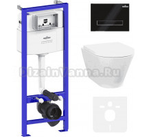 Комплект Lavinia Boho Унитаз подвесной Elegant Rimless 3308101R + Крышка-сиденье Elegant 33290700 с микролифтом + Инсталляция RelFix 38010010 + Кнопка RelFix 3805003B глянцевая черная, хром