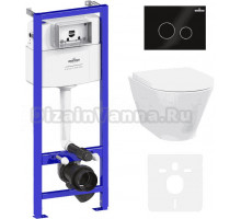 Комплект Lavinia Boho Унитаз подвесной Elegant Rimless 3308101R + Крышка-сиденье Elegant 33290700 с микролифтом + Инсталляция RelFix 38010010 + Кнопка RelFix 3805004B глянцевая черная, хром