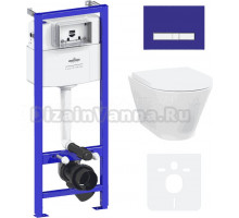 Комплект Lavinia Boho Унитаз подвесной Elegant Rimless 3308101R + Крышка-сиденье Elegant 33290700 с микролифтом + Инсталляция RelFix 38010010 + Кнопка RelFix 3805005V фиолетовая, хром