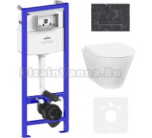 Комплект Lavinia Boho Унитаз подвесной Elegant Rimless 3308101R + Крышка-сиденье Elegant 33290700 с микролифтом + Инсталляция RelFix 38010010 + Кнопка RelFix 38050901 greek black