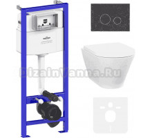 Комплект Lavinia Boho Унитаз подвесной Elegant Rimless 3308101R + Крышка-сиденье Elegant 33290700 с микролифтом + Инсталляция RelFix 38010010 + Кнопка RelFix 38050902 greek black