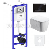 Комплект Lavinia Boho Унитаз подвесной Bell Pro Rimless 3301101R + Крышка-сиденье Bell Pro 33290100 с микролифтом + Инсталляция RelFix 38010020 + Кнопка RelFix 380501MB матовая черная, хром