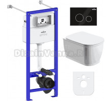 Комплект Lavinia Boho Унитаз подвесной Bell Pro Rimless 3301101R + Крышка-сиденье Bell Pro 33290100 с микролифтом + Инсталляция RelFix 38010020 + Кнопка RelFix 380502MB матовая черная, хром