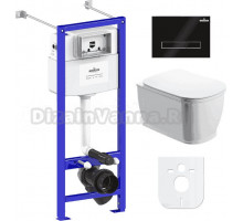 Комплект Lavinia Boho Унитаз подвесной Bell Pro Rimless 3301101R + Крышка-сиденье Bell Pro 33290100 с микролифтом + Инсталляция RelFix 38010020 + Кнопка RelFix 3805003B глянцевая черная, хром