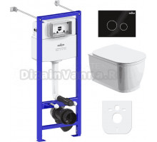 Комплект Lavinia Boho Унитаз подвесной Bell Pro Rimless 3301101R + Крышка-сиденье Bell Pro 33290100 с микролифтом + Инсталляция RelFix 38010020 + Кнопка RelFix 3805004B глянцевая черная, хром