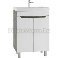 Тумба под раковину без столешницы Айсберг Мечта 60 напольная, 2 дверцы, бетон, белая