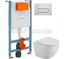 Комплект Унитаз подвесной BelBagno Uno BB3105CHR/SC + Инсталляция VitrA V-Fix Core 732-5800-01 с кнопкой смыва Root R 740-2280 хром