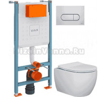 Комплект Унитаз подвесной Ceramicanova Play CN3001 + Инсталляция VitrA V-Fix Core 732-5800-01 с кнопкой смыва Root R 740-2280 хром