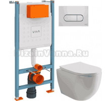Комплект Унитаз подвесной Ceramicanova Mia Rimless CN1805 + Инсталляция VitrA V-Fix Core 732-5800-01 с кнопкой смыва Root R 740-2280 хром