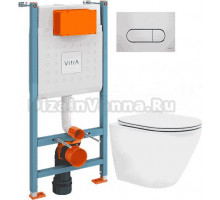 Комплект Унитаз подвесной EvaGold K505 + Инсталляция VitrA V-Fix Core 732-5800-01 с кнопкой смыва Root R 740-2280 хром