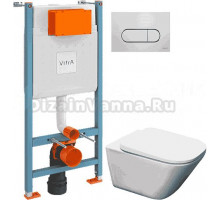 Комплект Унитаз подвесной Roca Gap 34647L000 + Крышка 801472001 с микролифтом + Инсталляция VitrA V-Fix Core 732-5800-01 с кнопкой смыва Root R 740-2280 хром