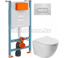 Комплект Унитаз подвесной SantiLine SL-5005 + Инсталляция VitrA V-Fix Core 732-5800-01 с кнопкой смыва Root R 740-2280 хром
