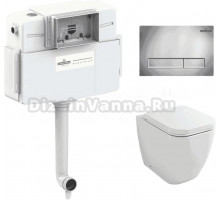 Комплект Lavinia Boho Унитаз приставной One 33024060 + Крышка-сиденье One 33290200 с микролифтом + Бачок скрытого монтажа RelFix 38020010 + Кнопка RelFix 3805001C