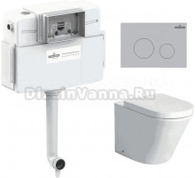 Комплект Lavinia Boho Унитаз приставной Biore 33044050 + Крышка-сиденье Biore 33290410 с микролифтом + Бачок скрытого монтажа RelFix 38020010 + Кнопка RelFix 380502MC