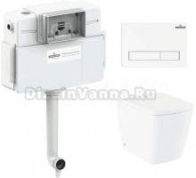 Комплект Lavinia Boho Унитаз приставной Aveo Rimless 3306404R + Крышка-сиденье Aveo 33290600 с микролифтом + Бачок скрытого монтажа RelFix 38020010 + Кнопка RelFix 3805001W
