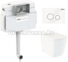 Комплект Lavinia Boho Унитаз приставной Aveo Rimless 3306404R + Крышка-сиденье Aveo 33290600 с микролифтом + Бачок скрытого монтажа RelFix 38020010 + Кнопка RelFix 3805004W