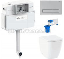 Комплект Lavinia Boho Унитаз приставной One 33024060 + Крышка-сиденье One 33290200 с микролифтом + Бачок скрытого монтажа RelFix 38020010 + Кнопка RelFix 380501MC + Дозатор RelFix 38040010