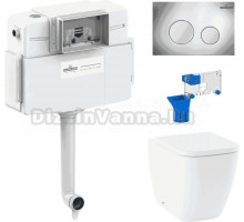 Комплект Lavinia Boho Унитаз приставной One 33024060 + Крышка-сиденье One 33290200 с микролифтом + Бачок скрытого монтажа RelFix 38020010 + Кнопка RelFix 3805002C + Дозатор RelFix 38040010
