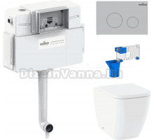 Комплект Lavinia Boho Унитаз приставной One 33024060 + Крышка-сиденье One 33290200 с микролифтом + Бачок скрытого монтажа RelFix 38020010 + Кнопка RelFix 380502MC + Дозатор RelFix 38040010
