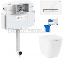 Комплект Lavinia Boho Унитаз приставной One 33024060 + Крышка-сиденье One 33290200 с микролифтом + Бачок скрытого монтажа RelFix 38020010 + Кнопка RelFix 3805003W + Дозатор RelFix 38040010