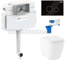 Комплект Lavinia Boho Унитаз приставной One 33024060 + Крышка-сиденье One 33290200 с микролифтом + Бачок скрытого монтажа RelFix 38020010 + Кнопка RelFix 3805004B + Дозатор RelFix 38040010