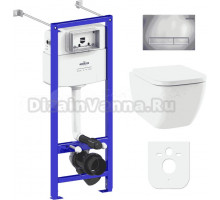 Комплект Lavinia Boho Унитаз подвесной One Compacto 3302102C + Крышка-сиденье One 33290200 с микролифтом + Инсталляция RelFix 38010020 + Кнопка RelFix 3805001C хром