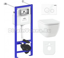 Комплект Lavinia Boho Унитаз подвесной One Compacto 3302102C + Крышка-сиденье One 33290200 с микролифтом + Инсталляция RelFix 38010020 + Кнопка RelFix 3805002W белая