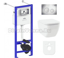 Комплект Lavinia Boho Унитаз подвесной One Compacto 3302102C + Крышка-сиденье One 33290200 с микролифтом + Инсталляция RelFix 38010020 + Кнопка RelFix 3805002C хром
