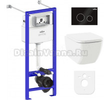 Комплект Lavinia Boho Унитаз подвесной One Compacto 3302102C + Крышка-сиденье One 33290200 с микролифтом + Инсталляция RelFix 38010020 + Кнопка RelFix 380502MB матовая черная, хром