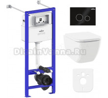 Комплект Lavinia Boho Унитаз подвесной One Compacto 3302102C + Крышка-сиденье One 33290200 с микролифтом + Инсталляция RelFix 38010020 + Кнопка RelFix 3805004B глянцевая черная, хром