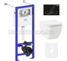 Комплект Lavinia Boho Унитаз подвесной One Rimless 3302103R + Крышка-сиденье One 33290200 с микролифтом + Инсталляция RelFix 38010020 + Кнопка RelFix 380501MB матовая черная, хром