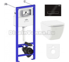 Комплект Lavinia Boho Унитаз подвесной One Rimless 3302103R + Крышка-сиденье One 33290200 с микролифтом + Инсталляция RelFix 38010020 + Кнопка RelFix 3805003B глянцевая черная, хром