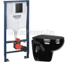 Комплект Унитаз подвесной Wanfald Lauta 47374100005 + Инсталляция Grohe Solido 38811KF0 3 в 1 с кнопкой смыва