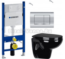 Комплект Унитаз подвесной Wanfald Lauta 47374100005 + Инсталляция Geberit Duofix Delta 458.163.21.1 с кнопкой смыва, хром