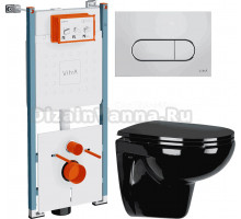 Комплект Унитаз подвесной Wanfald Lauta 47374100005 + Инсталляция VitrA V-Fix Core 732-5800-01PV + Кнопка Root Round 740-2280 хром