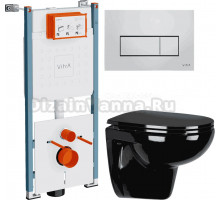 Комплект Унитаз подвесной Wanfald Lauta 47374100005 + Инсталляция VitrA V-Fix Core 732-5800-01PV + Кнопка Root Square 740-2380 хром