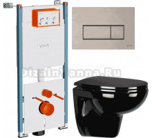 Комплект Унитаз подвесной Wanfald Lauta 47374100005 + Инсталляция VitrA V-Fix Core 732-5800-01PV + Кнопка Root Square 740-2395 никель