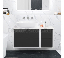 Тумба под раковину со столешницей Cezares Bellagio 106 подвесная, grafite, bianco opaco