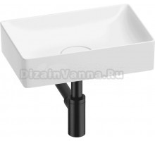 Накладная раковина Wellsee Pure BY Wellsee 201001202 42, с сифоном и выпуском, глянцевый белый, матовый черный